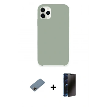 MARSİLYAN™- iPhone 11 Pro Max Kılıf Zirve Modern Özel Seri - Siyah 3D Antistatik Hayalet Cam Ekran Koruyucu + Shine Kamera Lens Koruma Cam - GI