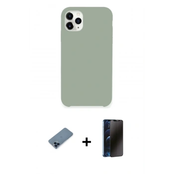 MARSİLYAN™- iPhone 11 Pro Max Kılıf Zirve Modern Özel Seri - Siyah 3D Antistatik Hayalet Cam Ekran Koruyucu + Metal Kamera Lens Koruma Cam - MI