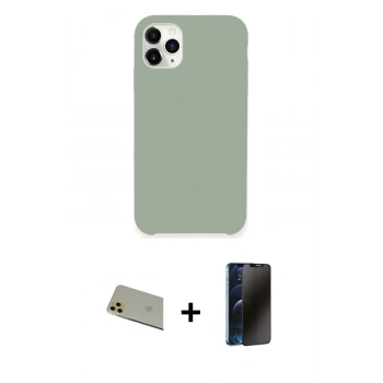 MARSİLYAN™- iPhone 11 Pro Max Kılıf Zirve Modern Özel Seri - Siyah 3D Antistatik Hayalet Cam Ekran Koruyucu + Rainbow Kamera Lens Koruma Cam - GD