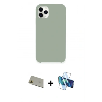 MARSİLYAN™- iPhone 11 Pro Max Kılıf Zirve Modern Özel Seri - Siyah 3D Antistatik Seramik Nano Ekran Koruyucu + Rainbow Kamera Lens Koruma Cam - GD