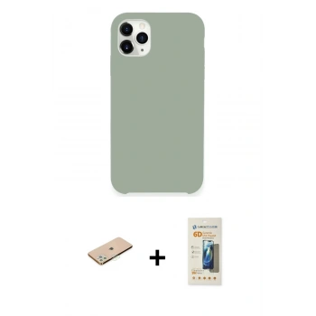 MARSİLYAN™- iPhone 11 Pro Max Kılıf Zirve Modern Özel Seri - Siyah 6D Mat Seramik Hayalet Nano Ekran Koruyucu + Renkli Kamera Lens Koruma Cam - YL