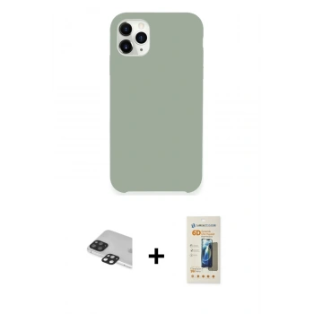 MARSİLYAN™- iPhone 11 Pro Max Kılıf Zirve Modern Özel Seri - Siyah 6D Mat Seramik Hayalet Nano Ekran Koruyucu + Pers Alüminyum Kamera Lens - SH