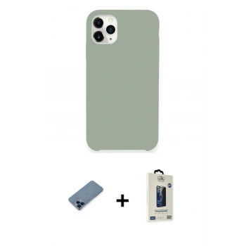 MARSİLYAN™- iPhone 11 Pro Max Kılıf Zirve Modern Özel Seri - Siyah Bilvis Hayalet Cam Ekran Koruyucu + Metal Kamera Lens Koruma Cam - MI