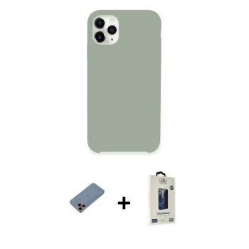 MARSİLYAN™- iPhone 11 Pro Max Kılıf Zirve Modern Özel Seri - Siyah Bilvis Hayalet Cam Ekran Koruyucu + Shine Kamera Lens Koruma Cam - PE