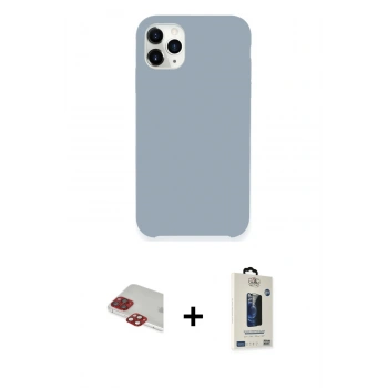 MARSİLYAN™- iPhone 11 Pro Max Kılıf Zirve Modern Özel Seri - Siyah Bilvis Hayalet Cam Ekran Koruyucu + Pers Alüminyum Kamera Lens - KI