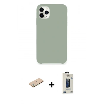 MARSİLYAN™- iPhone 11 Pro Max Kılıf Zirve Modern Özel Seri - Siyah Bilvis Hayalet Cam Ekran Koruyucu + Renkli Kamera Lens Koruma Cam - YL