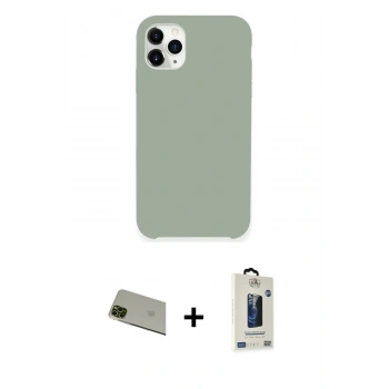 MARSİLYAN™- iPhone 11 Pro Max Kılıf Zirve Modern Özel Seri - Siyah Bilvis Hayalet Cam Ekran Koruyucu + Rainbow Kamera Lens Koruma Cam - YL
