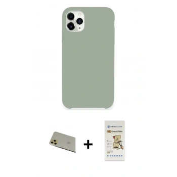 MARSİLYAN™- iPhone 11 Pro Max Kılıf Zirve Modern Özel Seri - Siyah Mat Seramik Nano Ekran Koruyucu + Rainbow Kamera Lens Koruma Cam - GD