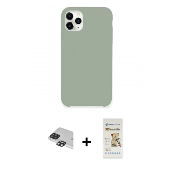MARSİLYAN™- iPhone 11 Pro Max Kılıf Zirve Modern Özel Seri - Siyah Mat Seramik Nano Ekran Koruyucu + Pers Alüminyum Kamera Lens - SH
