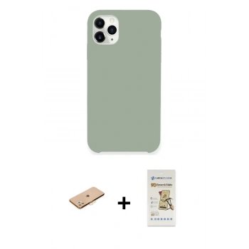 MARSİLYAN™- iPhone 11 Pro Max Kılıf Zirve Modern Özel Seri - Siyah Mat Seramik Nano Ekran Koruyucu + Renkli Kamera Lens Koruma Cam - TU