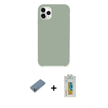 MARSİLYAN™- iPhone 11 Pro Max Kılıf Zirve Modern Özel Seri - Siyah Polymer Nano Ekran Koruyucu + Metal Kamera Lens Koruma Cam - GD