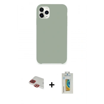 MARSİLYAN™- iPhone 11 Pro Max Kılıf Zirve Modern Özel Seri - Siyah Polymer Nano Ekran Koruyucu + Pers Alüminyum Kamera Lens - KI