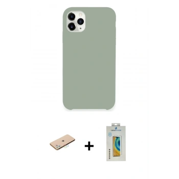 MARSİLYAN™- iPhone 11 Pro Max Kılıf Zirve Modern Özel Seri - Siyah Polymer Nano Ekran Koruyucu + Renkli Kamera Lens Koruma Cam - MI