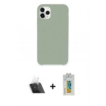 MARSİLYAN™- iPhone 11 Pro Max Kılıf Zirve Modern Özel Seri - Siyah Polymer Nano Ekran Koruyucu + Kamera Lens Koruma Cam - SF