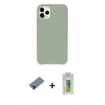 MARSİLYAN™- iPhone 11 Pro Max Kılıf Zirve Modern Özel Seri - Siyah Polymer Nano Ekran Koruyucu + Metal Kamera Lens Koruma Cam - SH