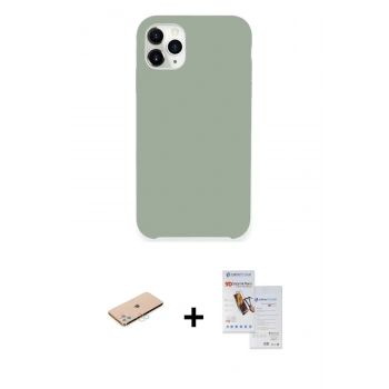 MARSİLYAN™- iPhone 11 Pro Max Kılıf Zirve Modern Özel Seri - Siyah Seramik Nano Ekran Koruyucu + Renkli Kamera Lens Koruma Cam - MI