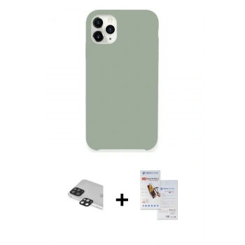 MARSİLYAN™- iPhone 11 Pro Max Kılıf Zirve Modern Özel Seri - Siyah Seramik Nano Ekran Koruyucu + Pers Alüminyum Kamera Lens - SH
