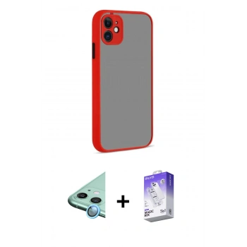 MARSİLYAN™- iPhone 12 Kılıf Ahenk Çizgi Serisi - Siyah Bilvis 5in1 3D Magic Cam Ekran Koruyucu + Raze Metal Kamera Lens - MI