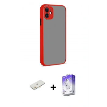 MARSİLYAN™- iPhone 12 Kılıf Ahenk Çizgi Serisi - Siyah Bilvis 5in1 3D Magic Cam Ekran Koruyucu + Renkli Kamera Lens Koruma Cam - TU