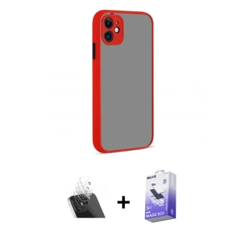 MARSİLYAN™- iPhone 12 Kılıf Ahenk Çizgi Serisi - Siyah Bilvis 5in1 5D Magic Hayalet Cam Ekran Koruyucu + Kamera Lens Koruma Cam - SF