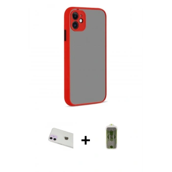 MARSİLYAN™- iPhone 12 Kılıf Ahenk Çizgi Serisi - Siyah Joko Magic 5D Hayalet Cam + Rainbow Kamera Lens Koruma Cam - MR
