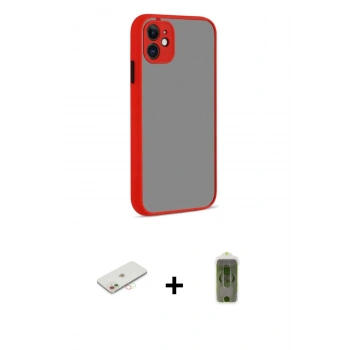 MARSİLYAN™- iPhone 12 Kılıf Ahenk Çizgi Serisi - Siyah Joko Magic 5D Hayalet Cam + Renkli Kamera Lens Koruma Cam - YL