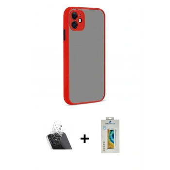 MARSİLYAN™- iPhone 12 Kılıf Ahenk Çizgi Serisi - Siyah Polymer Nano Ekran Koruyucu + Kamera Lens Koruma Cam - SF