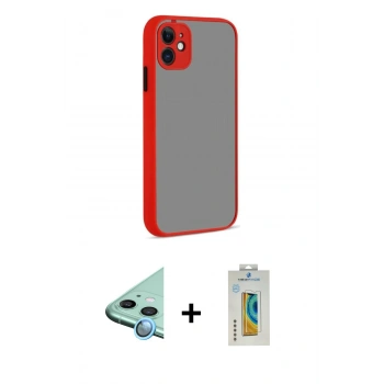 MARSİLYAN™- iPhone 12 Kılıf Ahenk Çizgi Serisi - Siyah Polymer Nano Ekran Koruyucu + Raze Metal Kamera Lens - MI