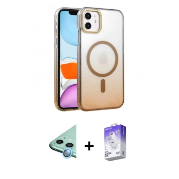 MARSİLYAN™- iPhone 12 Kılıf Ahenk Doku Özel Seri - Siyah Bilvis 5in1 3D Magic Cam Ekran Koruyucu + Raze Metal Kamera Lens - MI