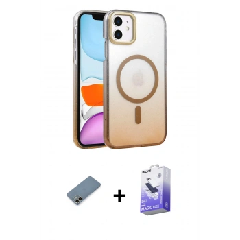 MARSİLYAN™- iPhone 12 Kılıf Ahenk Doku Özel Seri - Siyah Bilvis 5in1 5D Magic Hayalet Cam Ekran Koruyucu + Metal Kamera Lens Koruma Cam - GD