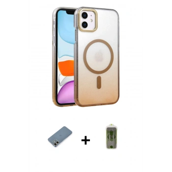 MARSİLYAN™- iPhone 12 Kılıf Ahenk Doku Özel Seri - Siyah Joko Magic 5D Hayalet Cam + Metal Kamera Lens Koruma Cam - GD