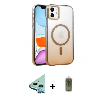 MARSİLYAN™- iPhone 12 Kılıf Ahenk Doku Özel Seri - Siyah Joko Magic 5D Hayalet Cam + Raze Metal Kamera Lens - MI