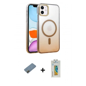 MARSİLYAN™- iPhone 12 Kılıf Ahenk Doku Özel Seri - Siyah Polymer Nano Ekran Koruyucu + Shine Kamera Lens Koruma Cam - GD