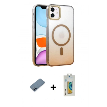 MARSİLYAN™- iPhone 12 Kılıf Ahenk Doku Özel Seri - Siyah Polymer Nano Ekran Koruyucu + Metal Kamera Lens Koruma Cam - MI
