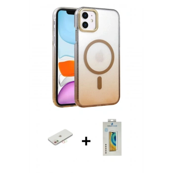 MARSİLYAN™- iPhone 12 Kılıf Ahenk Doku Özel Seri - Siyah Polymer Nano Ekran Koruyucu + Renkli Kamera Lens Koruma Cam - YL