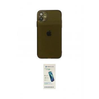 MARSİLYAN™- iPhone 12 Kılıf Ahenk Doku - Şeffaf Pasifik Cam Ekran Koruyucu