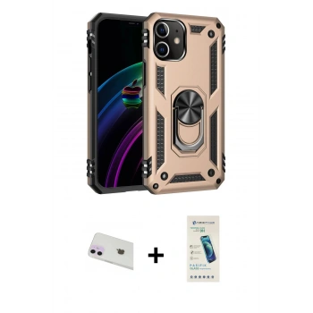 MARSİLYAN™- iPhone 12 Kılıf Ahenk Klasik Koleksiyonu - Şeffaf Pasifik Cam Ekran Koruyucu + Rainbow Kamera Lens Koruma Cam - MR