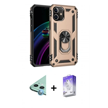 MARSİLYAN™- iPhone 12 Kılıf Ahenk Klasik Koleksiyonu - Siyah Bilvis 5in1 3D Magic Cam Ekran Koruyucu + Raze Metal Kamera Lens - MI
