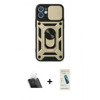MARSİLYAN™- iPhone 12 Kılıf Ahenk Klasik - Şeffaf Pasifik Cam Ekran Koruyucu + Kamera Lens Koruma Cam - SF