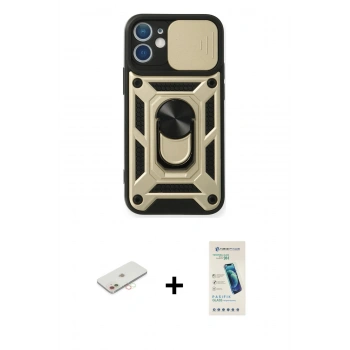 MARSİLYAN™- iPhone 12 Kılıf Ahenk Klasik - Şeffaf Pasifik Cam Ekran Koruyucu + Renkli Kamera Lens Koruma Cam - YL