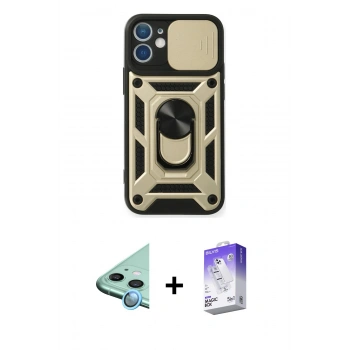 MARSİLYAN™- iPhone 12 Kılıf Ahenk Klasik - Siyah Bilvis 5in1 3D Magic Cam Ekran Koruyucu + Raze Metal Kamera Lens - MI