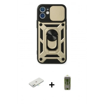 MARSİLYAN™- iPhone 12 Kılıf Ahenk Klasik - Siyah Joko Magic 5D Hayalet Cam + Renkli Kamera Lens Koruma Cam - SI