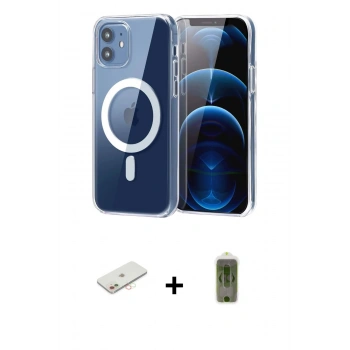 MARSİLYAN™- iPhone 12 Kılıf Ahenk Minimal Serisi - Siyah Joko Magic 5D Hayalet Cam + Renkli Kamera Lens Koruma Cam - YL