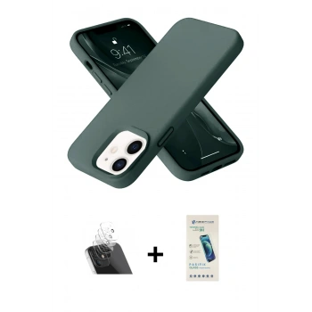 MARSİLYAN™- iPhone 12 Kılıf Ahenk Serisi - Şeffaf Pasifik Cam Ekran Koruyucu + Kamera Lens Koruma Cam - SF