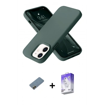 MARSİLYAN™- iPhone 12 Kılıf Ahenk Serisi - Siyah Bilvis 5in1 3D Magic Cam Ekran Koruyucu + Shine Kamera Lens Koruma Cam - GD