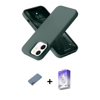 MARSİLYAN™- iPhone 12 Kılıf Ahenk Serisi - Siyah Bilvis 5in1 3D Magic Cam Ekran Koruyucu + Shine Kamera Lens Koruma Cam - SABE