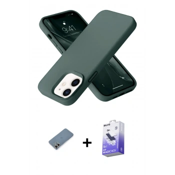 MARSİLYAN™- iPhone 12 Kılıf Ahenk Serisi - Siyah Bilvis 5in1 5D Magic Hayalet Cam Ekran Koruyucu + Metal Kamera Lens Koruma Cam - GD