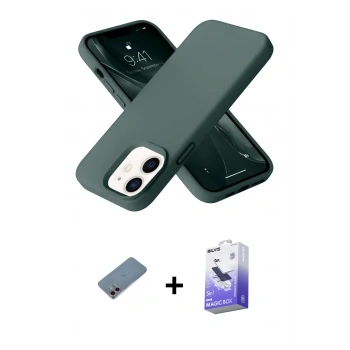 MARSİLYAN™- iPhone 12 Kılıf Ahenk Serisi - Siyah Bilvis 5in1 5D Magic Hayalet Cam Ekran Koruyucu + Shine Kamera Lens Koruma Cam - PE