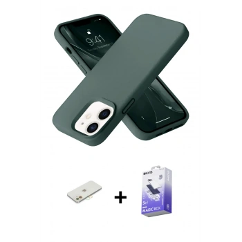 MARSİLYAN™- iPhone 12 Kılıf Ahenk Serisi - Siyah Bilvis 5in1 5D Magic Hayalet Cam Ekran Koruyucu + Renkli Kamera Lens Koruma Cam - TU
