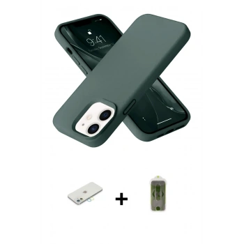 MARSİLYAN™- iPhone 12 Kılıf Ahenk Serisi - Siyah Joko Magic 5D Hayalet Cam + Renkli Kamera Lens Koruma Cam - SI